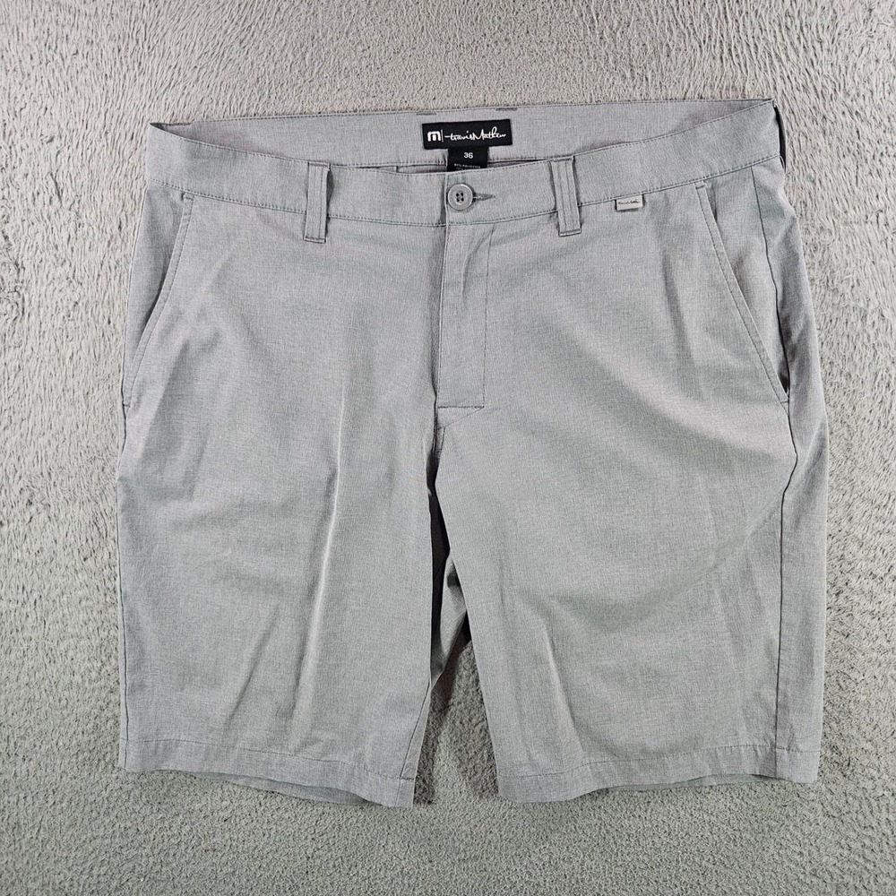 Travis Mathew Mens Grey Heather Performance Golf Shorts Size 36 Stretch Casual